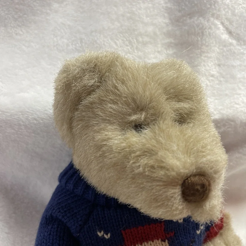 Christmas Teddy Bear Blue Knit Sweater Holiday Snowman Plush Stuffed Animal‎
